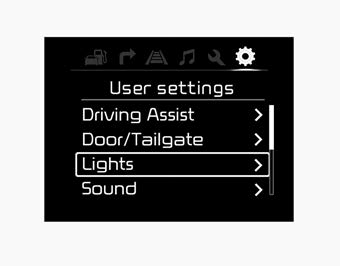 Kia Carnival: User Settings Mode (for type B/C cluster). On this mode, you can change setting of the doors, lights, and so on.