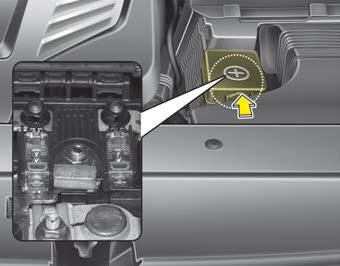 Kia Carnival: Engine compartment fuse replacement. If the main fuse is blown, it must be removed as follows: