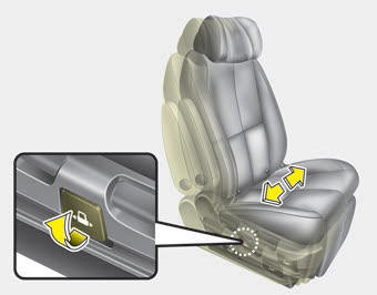 Kia Carnival: Rear seat adjustment. To move the seat left side or right side :