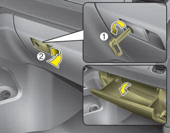 Kia Carnival: Glove box. The glove box can be locked and unlocked with a master key. (if equipped)