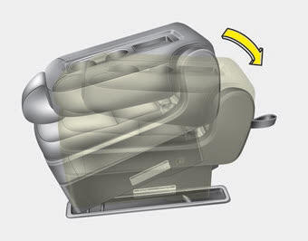 Kia Carnival: Rear seat adjustment. 3. Lift the rear portion of the seat cushion then push down firmly to lock the